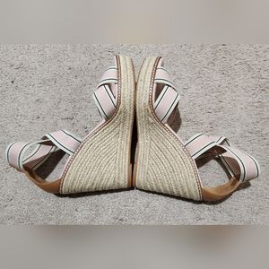 Tory Burch Women's Pink Ankle Strap Wedge Heel Espadrille Sandals